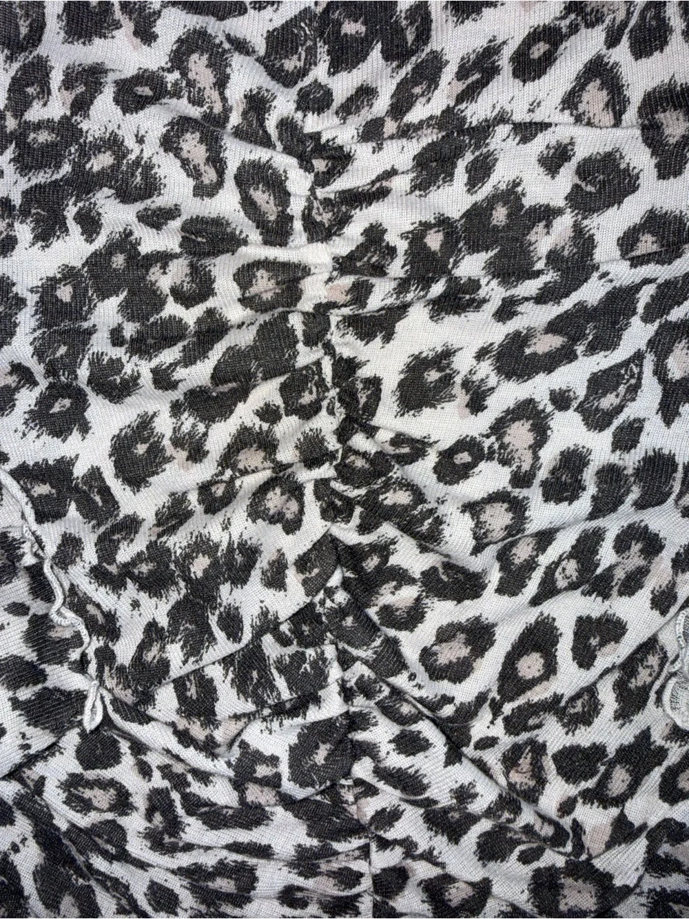 Free People Black & White Leopard Ruched Long-Sleeve Top Size Small